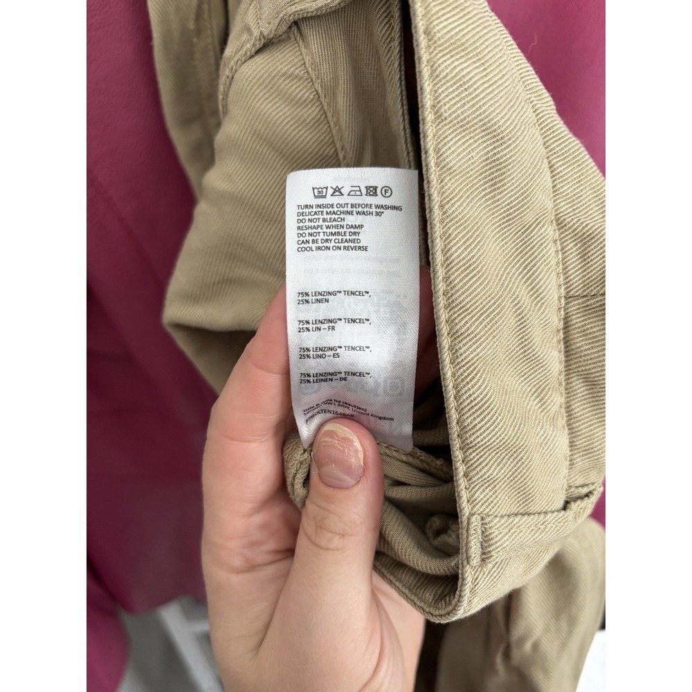 Baukjen Lianne Trousers Women's Khaki Tencel Linen Pleated Relaxed Leg Sz‎ UK 10 - Picture 9 of 11